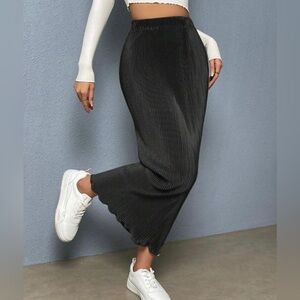 Black Ribbed Pencil Skirt